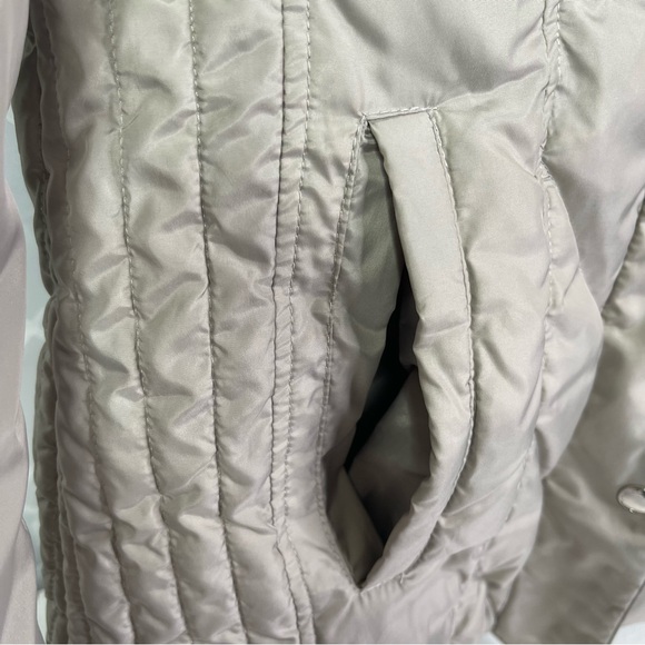 London Fog Diamond Quilt Puffer Jacket Size S Beige Taupe Detachable Hood - Picture 6 of 13